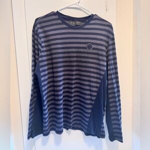 A|X Armani Exchange Black & Gray Striped Long Sleeve Tee